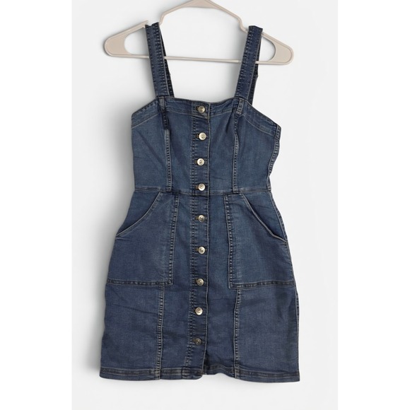 Divided H&M Dresses & Skirts - Divided H&M Jumper Dress Women 4 Blue Jean Button Front Mini